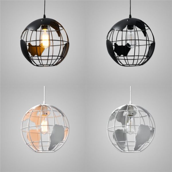 American Rural Style Pendant Light Hollow Globe Modeling Living Room Dining Room Bar Light Black White 2 Options (30*30cm) - Image 9
