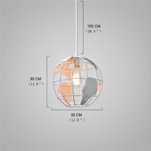 American Rural Style Pendant Light Hollow Globe Modeling Living Room Dining Room Bar Light Black White 2 Options (30*30cm) - Image 2