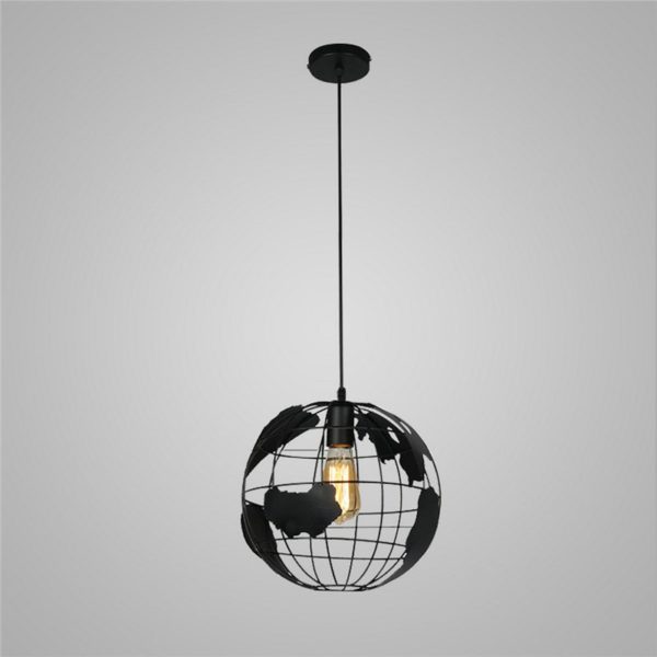 American Rural Style Pendant Light Hollow Globe Modeling Living Room Dining Room Bar Light Black White 2 Options (30*30cm) - Image 5