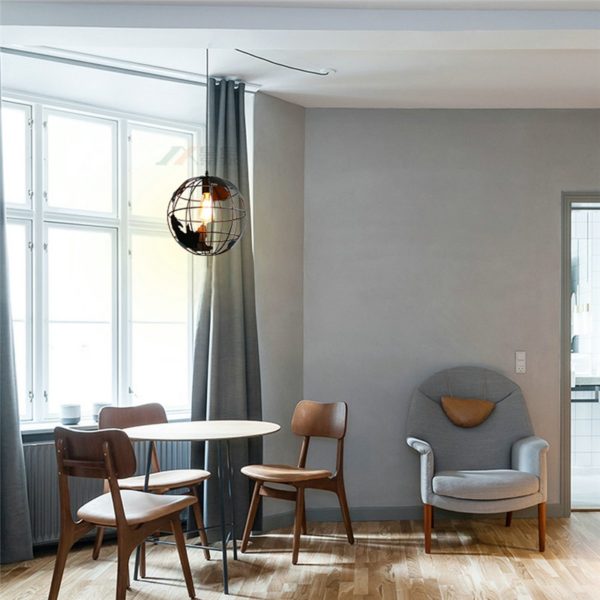 American Rural Style Pendant Light Hollow Globe Modeling Living Room Dining Room Bar Light Black White 2 Options (30*30cm) - Image 6