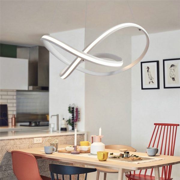 Nordic LED Pendant Light White Bedroom Living Room Dining Room Lighting Outside Edge Glowing - Image 9