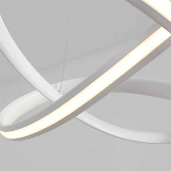 Nordic LED Pendant Light White Bedroom Living Room Dining Room Lighting Outside Edge Glowing - Image 3