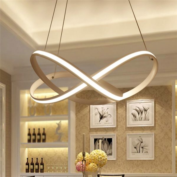 Nordic LED Pendant Light White Bedroom Living Room Dining Room Lighting Outside Edge Glowing - Image 5