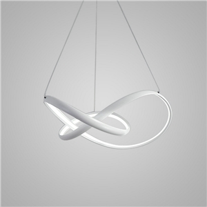 Nordic Modern Creative Lines LED Pendant Light White Bedroom Living Room Dining Room Lighting Inside Edge Glowing