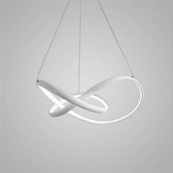 Nordic Modern Creative Lines LED Pendant Light White Bedroom Living Room Dining Room Lighting Inside Edge Glowing - Image 6