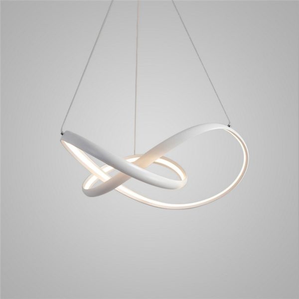 Nordic Modern Creative Lines LED Pendant Light White Bedroom Living Room Dining Room Lighting Inside Edge Glowing - Image 7