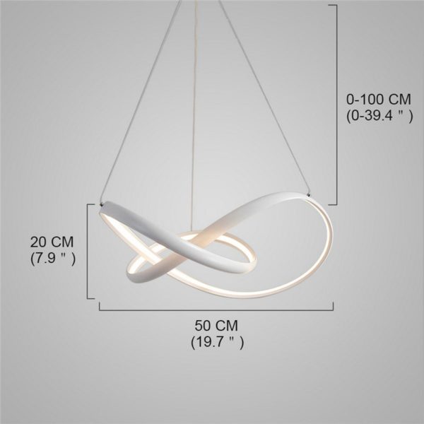 Nordic Modern Creative Lines LED Pendant Light White Bedroom Living Room Dining Room Lighting Inside Edge Glowing - Image 2