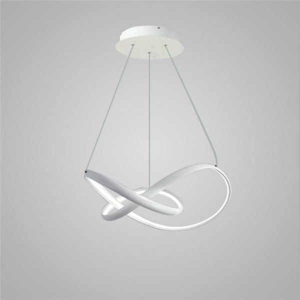 Nordic Modern Creative Lines LED Pendant Light White Bedroom Living Room Dining Room Lighting Inside Edge Glowing - Image 4