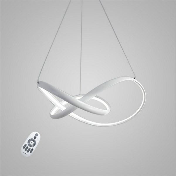 Nordic Modern Creative Lines LED Pendant Light White Bedroom Living Room Dining Room Lighting Inside Edge Glowing - Image 5
