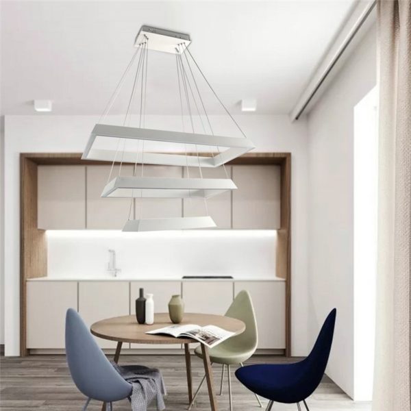 Nordic Modern Creative Simple LED Pendant Light White Rectangle 3 Layers Bedroom Living Room Dining Room Lighting - Image 8