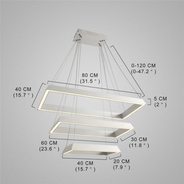 Nordic Modern Creative Simple LED Pendant Light White Rectangle 3 Layers Bedroom Living Room Dining Room Lighting - Image 2