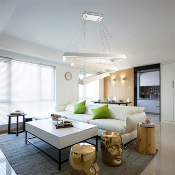 Nordic Modern Creative Simple LED Pendant Light White Rectangle 3 Layers Bedroom Living Room Dining Room Lighting - Image 6