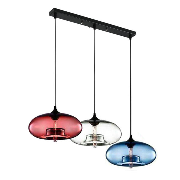 Modern Glass Pendant Lights Colorful Concave Oval Dining Room Living Room Bedroom Ceiling Lights (Color of Love) - Image 6