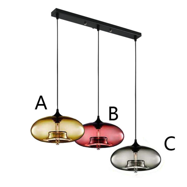 Modern Glass Pendant Lights Colorful Concave Oval Dining Room Living Room Bedroom Ceiling Lights (Color of Love) - Image 7