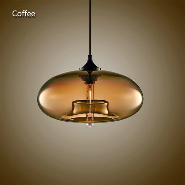 Modern Glass Pendant Lights Colorful Concave Oval Dining Room Living Room Bedroom Ceiling Lights (Color of Love) - Image 9