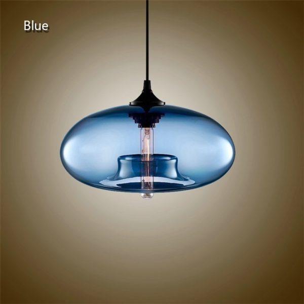 Modern Glass Pendant Lights Colorful Concave Oval Dining Room Living Room Bedroom Ceiling Lights (Color of Love) - Image 10