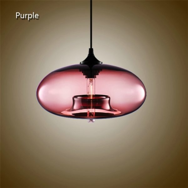 Modern Glass Pendant Lights Colorful Concave Oval Dining Room Living Room Bedroom Ceiling Lights (Color of Love) - Image 2