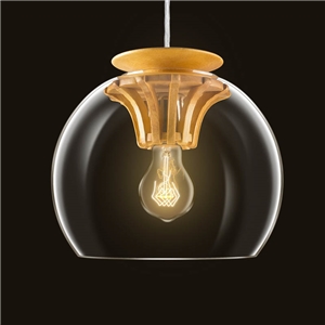 Hand Blown Glass Pendant Light Wood Fixture Hanging Light 2018 New Design