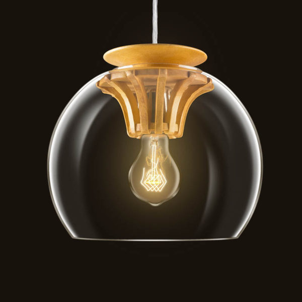 Hand Blown Glass Pendant Light Wood Fixture Hanging Light 2018 New Design - Image 7
