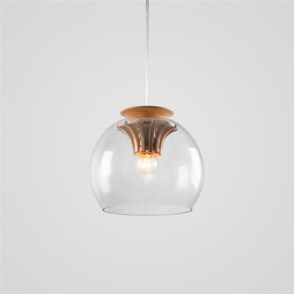 Hand Blown Glass Pendant Light Wood Fixture Hanging Light 2018 New Design - Image 8