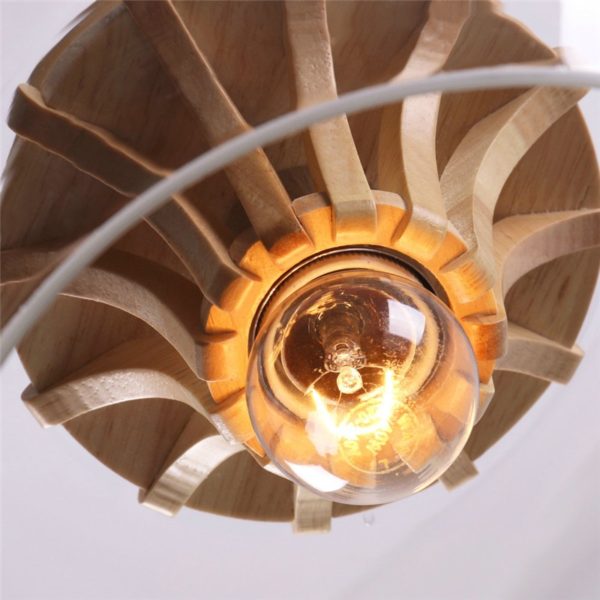 Hand Blown Glass Pendant Light Wood Fixture Hanging Light 2018 New Design - Image 9