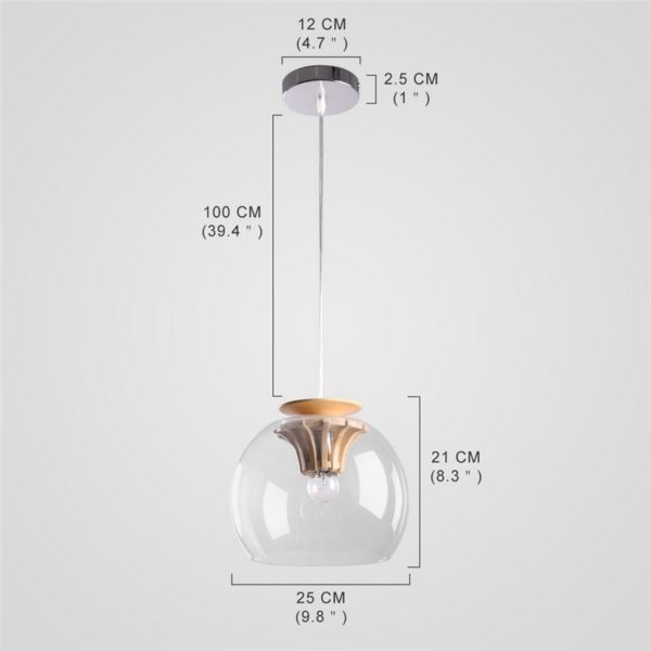 Hand Blown Glass Pendant Light Wood Fixture Hanging Light 2018 New Design - Image 2