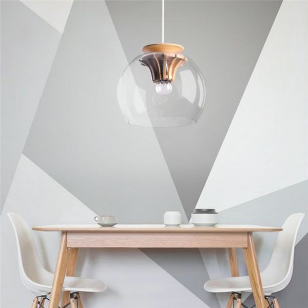 Hand Blown Glass Pendant Light Wood Fixture Hanging Light 2018 New Design - Image 3