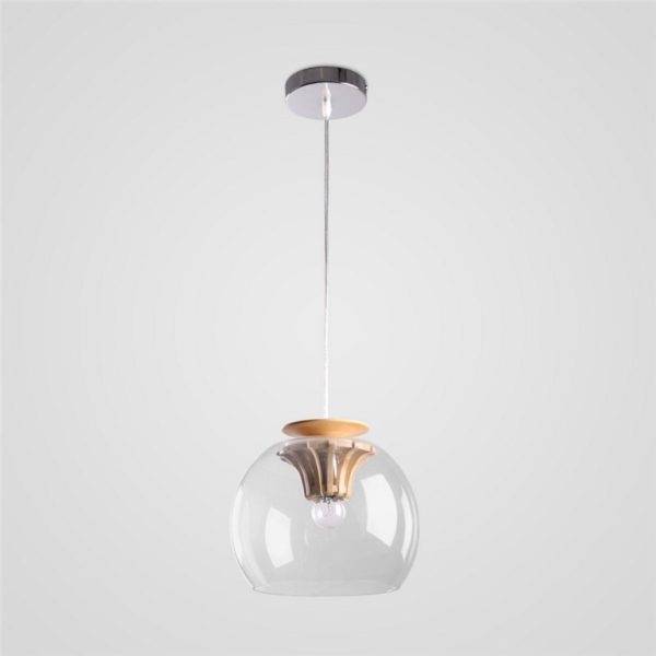 Hand Blown Glass Pendant Light Wood Fixture Hanging Light 2018 New Design - Image 4