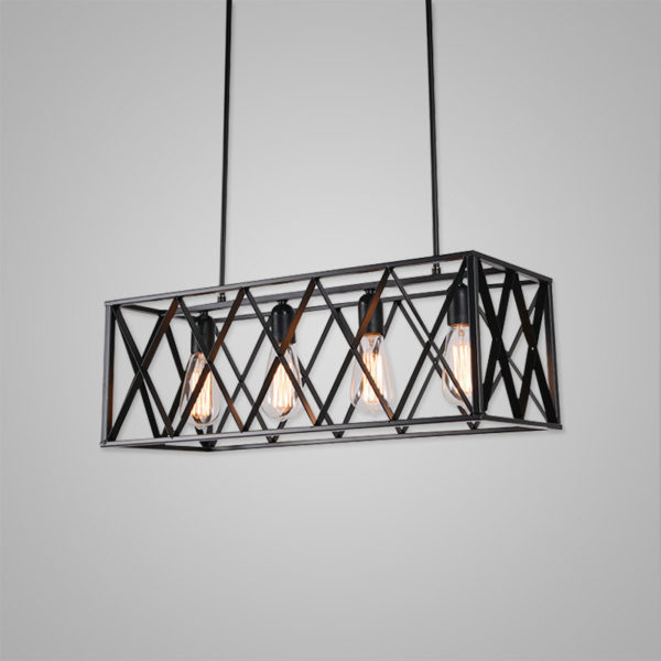 Nordic Retro Creative Geometric Iron Craft Pendant Light Cafe Restaurant Bar Lighting 4 Lights - Image 7