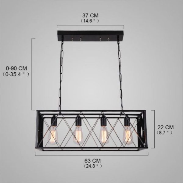 Nordic Retro Creative Geometric Iron Craft Pendant Light Cafe Restaurant Bar Lighting 4 Lights - Image 2