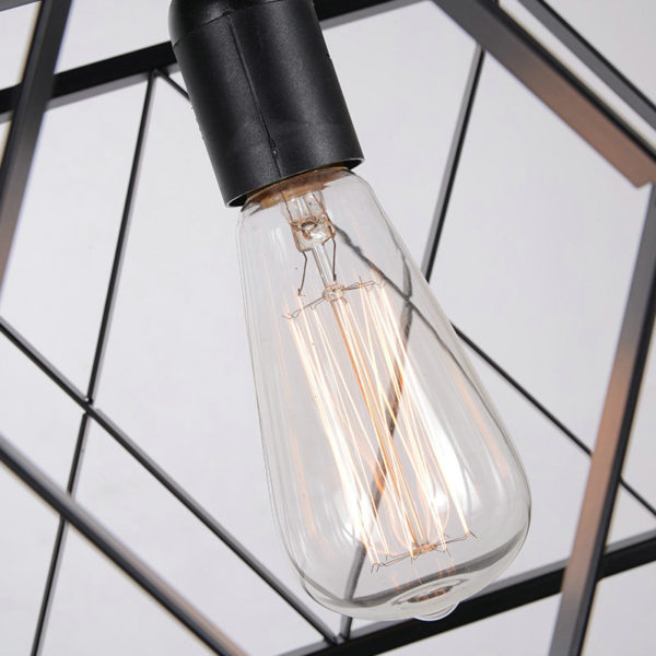 Nordic Retro Creative Geometric Iron Craft Pendant Light Cafe Restaurant Bar Lighting 4 Lights - Image 3