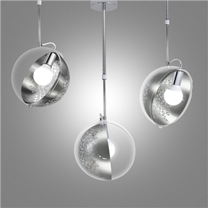 Modern Pendant Light Hollow Out Metal and Glass Ceiling Light 360° Shade Rotating Planet H