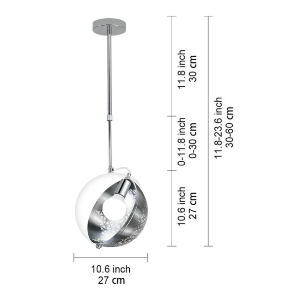 Modern Pendant Light Hollow Out Metal and Glass Ceiling Light 360° Shade Rotating Planet H - Image 2