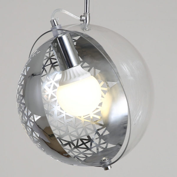 Modern Pendant Light Hollow Out Metal and Glass Ceiling Light 360° Shade Rotating Planet H - Image 3