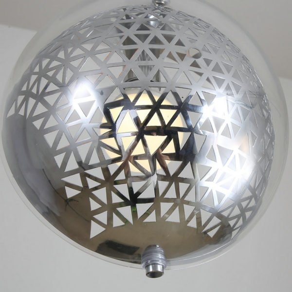 Modern Pendant Light Hollow Out Metal and Glass Ceiling Light 360° Shade Rotating Planet H - Image 4