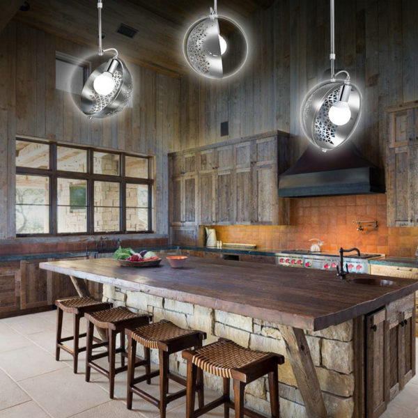 Modern Pendant Light Hollow Out Metal and Glass Ceiling Light 360° Shade Rotating Planet H - Image 6
