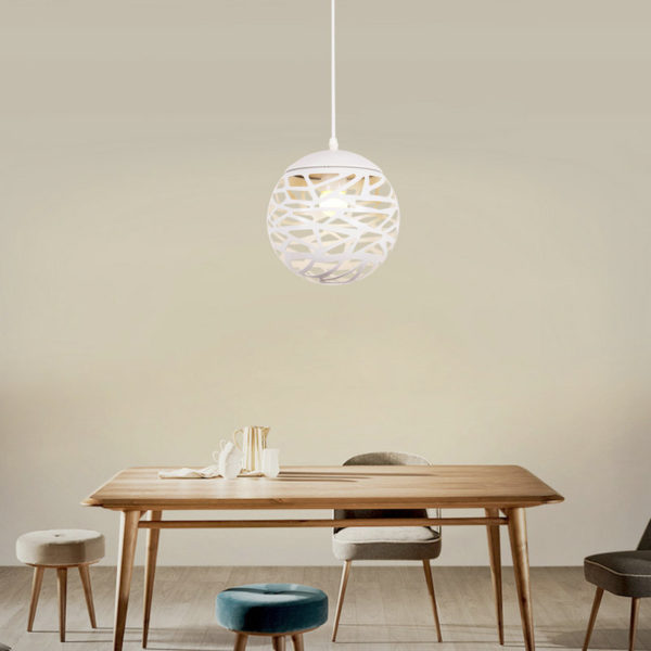 Contemporary Simple Pendant Light Hollow Ball Shape Stoving Varnish Pendant Light Bedroom Living Room Light - Image 8