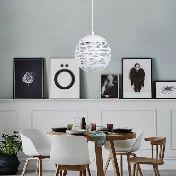 Contemporary Simple Pendant Light Hollow Ball Shape Stoving Varnish Pendant Light Bedroom Living Room Light - Image 3