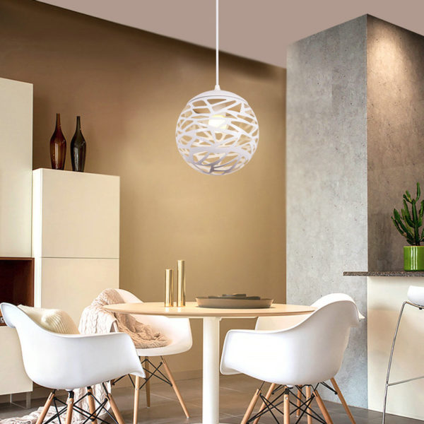 Contemporary Simple Pendant Light Hollow Ball Shape Stoving Varnish Pendant Light Bedroom Living Room Light - Image 4