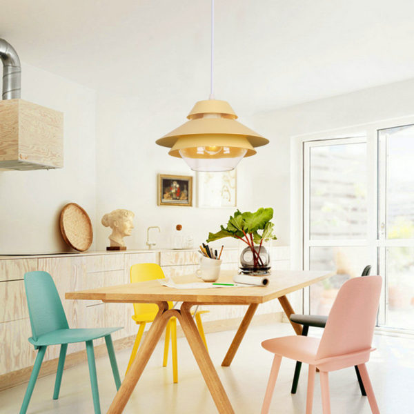 Multi Color Pendant Light Stoving Varnish Three Layers Shade Glass Pendant Light Dining Room Bedroom Living Light - Image 4