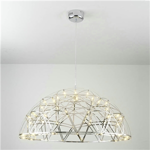 Contemporary Simple LED Pendant Light Hollow Stainless Steel Dome Shade LED Pendant Light Living Room Bedroom Light