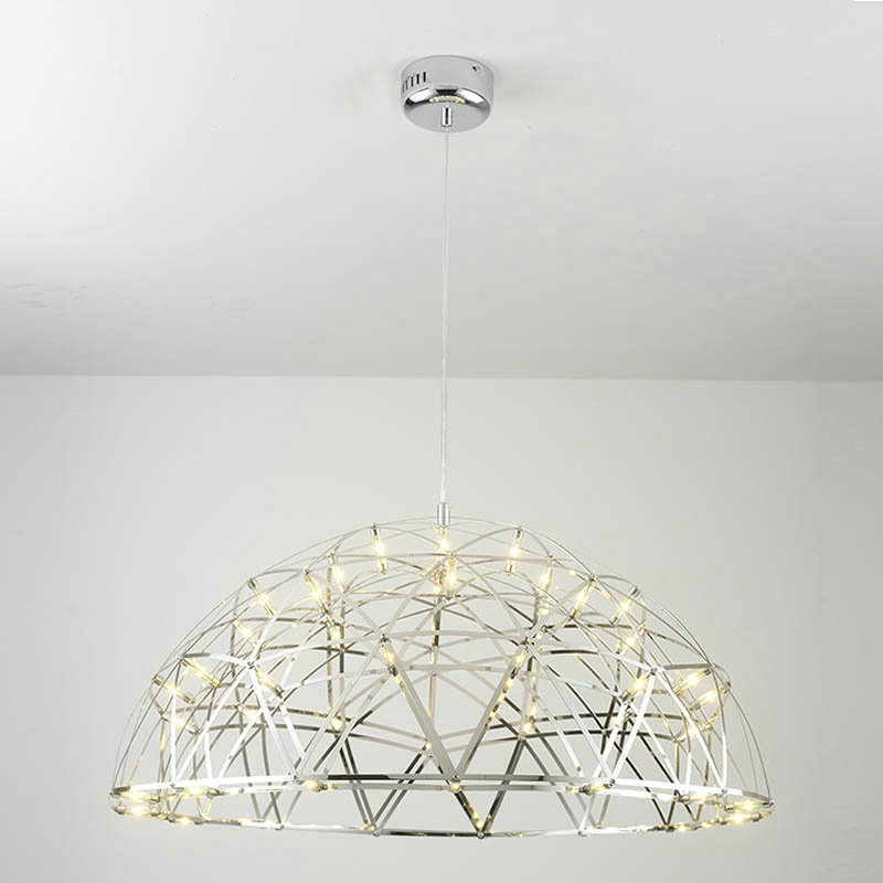 Contemporary Simple LED Pendant Light Hollow Stainless Steel Dome Shade LED Pendant Light Living Room Bedroom Light - Image 6