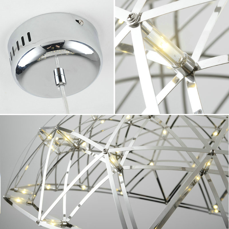 Contemporary Simple LED Pendant Light Hollow Stainless Steel Dome Shade LED Pendant Light Living Room Bedroom Light - Image 7
