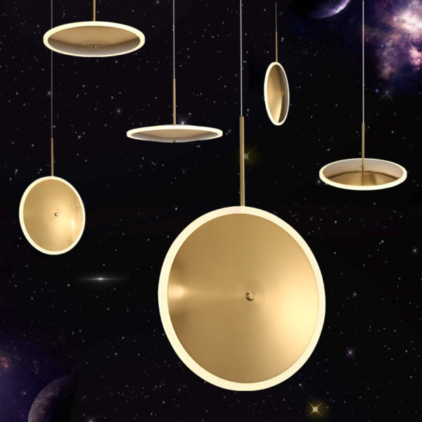 Nordic Simple Pendant Light Golden Flying Saucer Shape LED Pendant Light Horizontal/Vertical Type - Image 7