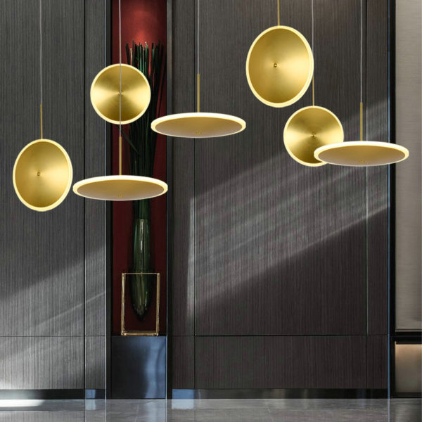 Nordic Simple Pendant Light Golden Flying Saucer Shape LED Pendant Light Horizontal/Vertical Type - Image 5