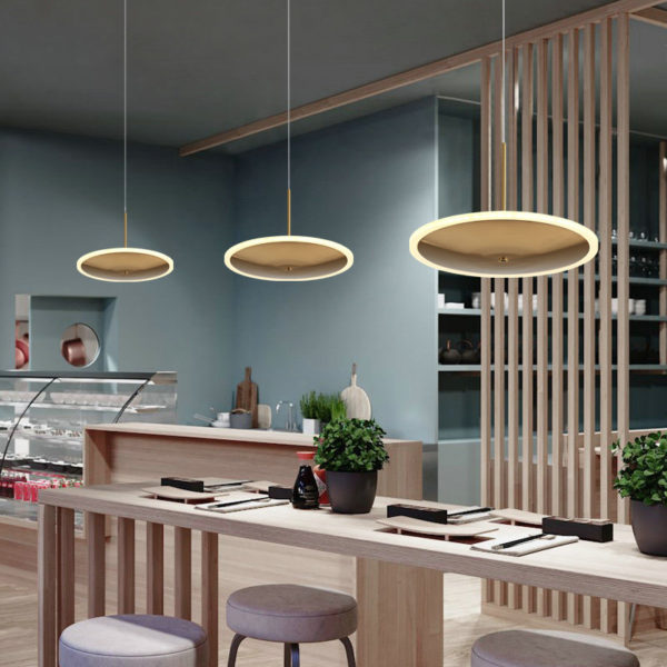 Nordic Simple Pendant Light Golden Flying Saucer Shape LED Pendant Light Horizontal/Vertical Type - Image 6