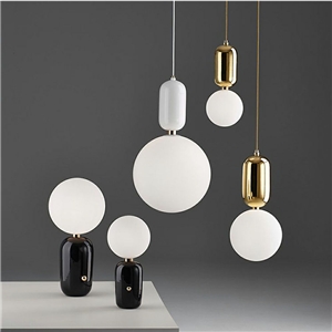 Nordic Modern Metal Frosted Glass Light Modern Minimalist Creative Study Room Bedroom Bar Pendant Light Single Light 3 Options