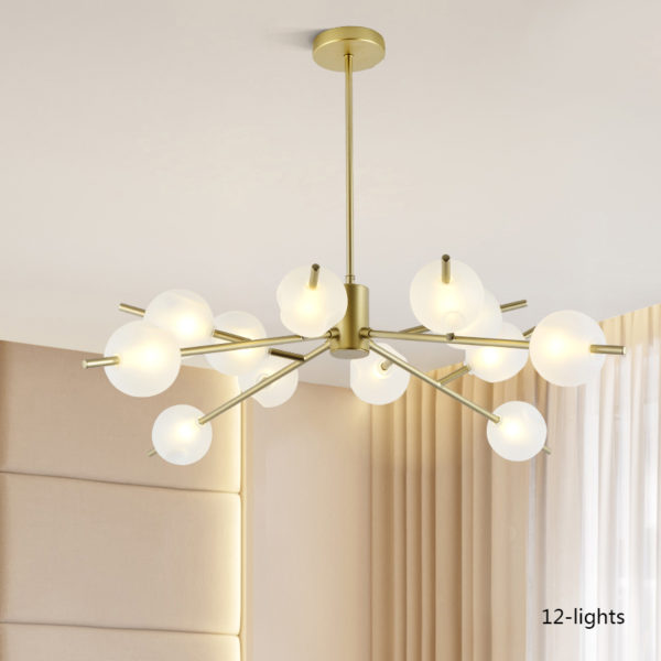 Nordic Simple Chandelier Frosted Spray Painting Pendant Light Golden Fixture Glass Shade Pendant Light - Image 8