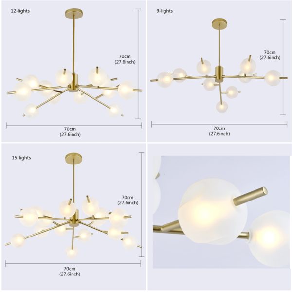 Nordic Simple Chandelier Frosted Spray Painting Pendant Light Golden Fixture Glass Shade Pendant Light - Image 2