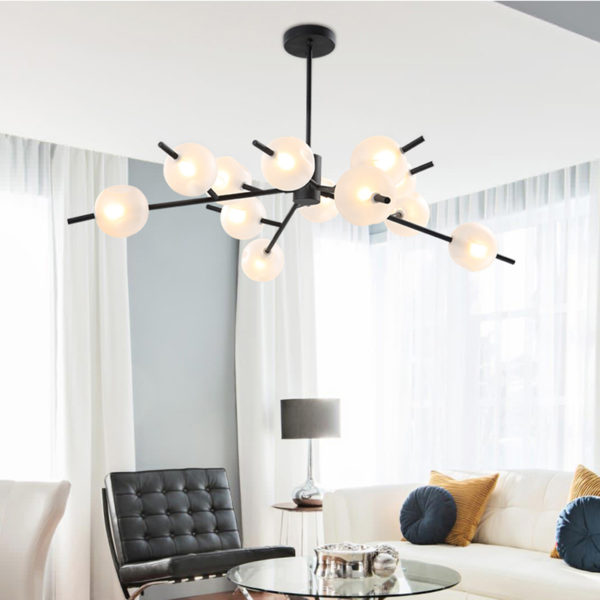 Nordic Simple Chandelier Frosted Spray Painting Pendant Light Golden Fixture Glass Shade Pendant Light - Image 3